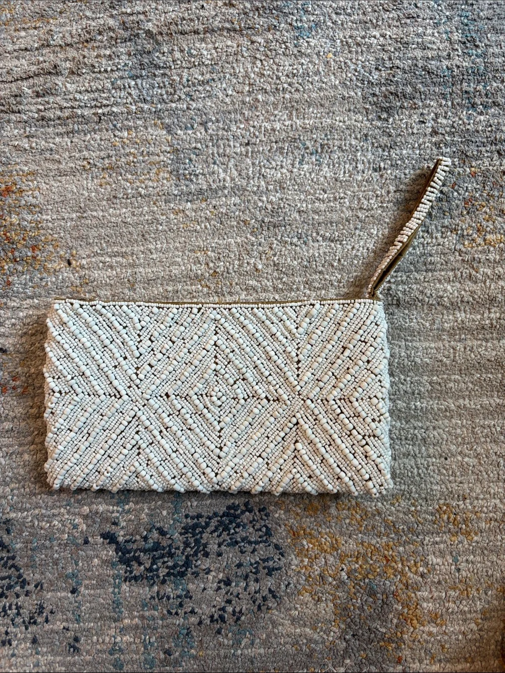 Beaded Ivory Wristlet Clutch